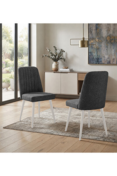 Uvi Collection VİNA 2'li SANDALYE BEYAZ ANTRASİT