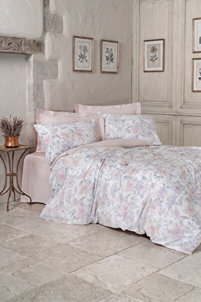 Cotton Box طقم غطاء لحاف مزدوج من الساتان مايبيل باودر
