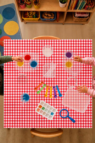 Bimotif Anaokulu ve Atölyeler için Etkinlik Masa Örtüsü, 145x145 cm - (Boyama, El işi ve Deney için İdeal)