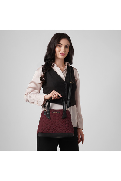 Caprese DEWY SATCHEL MEDIUM MAROON | Women's Fashion Handbag Bag With Zipper ...