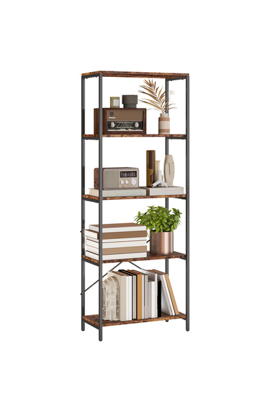 Generic Brand Bibliotecă, 5 rafturi, metal, 79*35*161 cm, maro