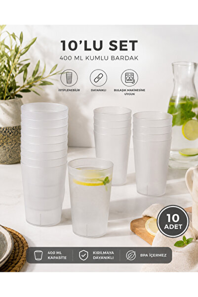 Mayden Concept 400 ml Kumlu Polikarbon Bardak 10'lu Set – Su ve Soğuk İçecek ...