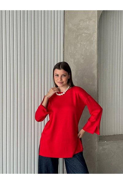 ZF BUTİK Women's Hijab Crew Neck Long Sleeve Basic Tunic