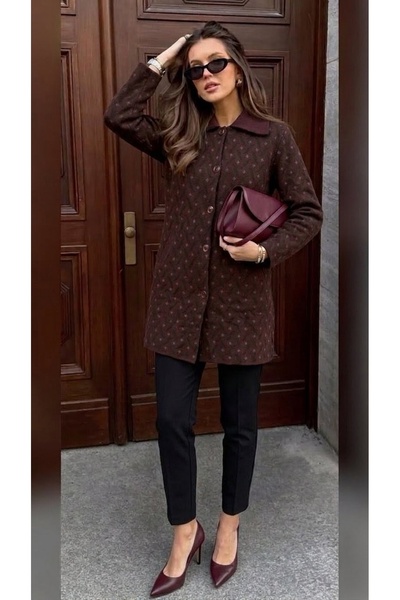 onno style women معطف نسائي طويل منسوج من الفولاذ المزخرف