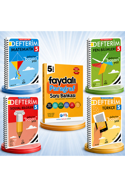 Arı Yayıncılık 5. SINIF AKILLI DEFTER SETİ ( TÜRKÇE, MATEMATİK, FEN BİLİMLERİ...