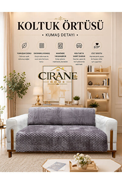 Premium Kabartmalı Koltuk Örtüsü – Kaymaz Taban Yumuşak Peluş Dokulu 170 x 210 cm