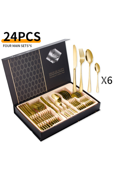 Generic Brand 24-Piece Stainless Steel Cutlery Set, Service for 6, Stainless ...