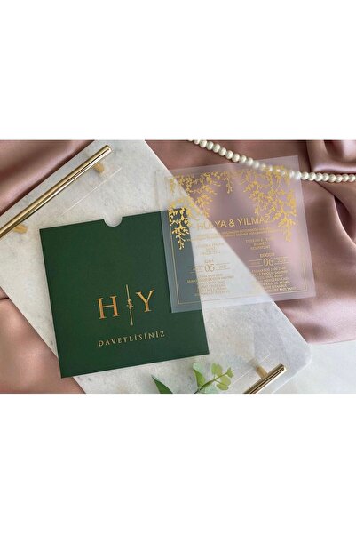 ASEL DAVETİYE Kare şeffaf 14x14 Düğün nişan nikah davetiyesi (50 adet) baskısız