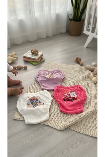 balbeybi Kız Bebek Çocuk 3'lü Alıştırma Külodu Tuvalet Eğitimi Desenli Külot ...