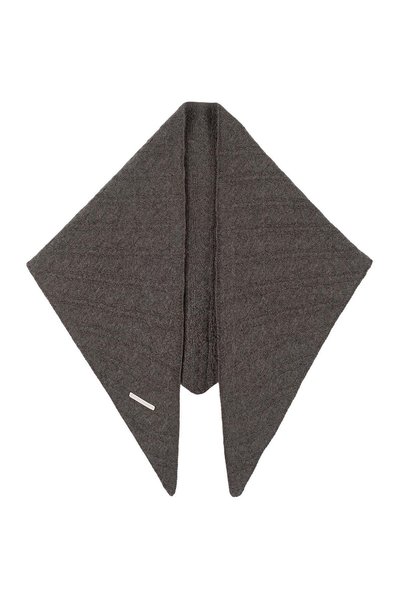 Silk and Cashmere Taş Rengi Agata Saf Kaşmir Örgülü Üçgen Şal 68x115x68 cm