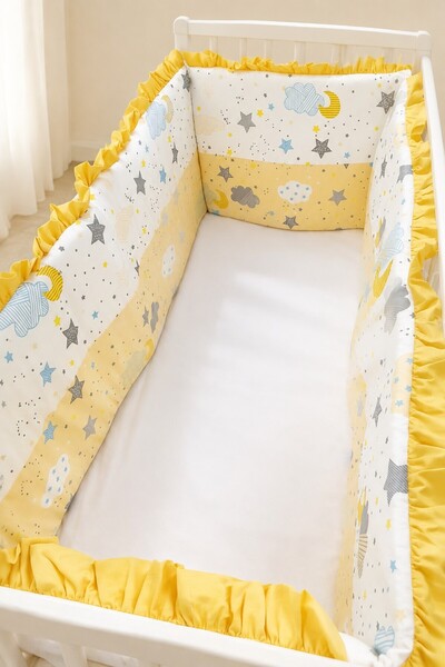 Baby Clime طقم حماية جانبية لسرير الأطفال باللون الأصفر المموج مقاس 60x120 - ...