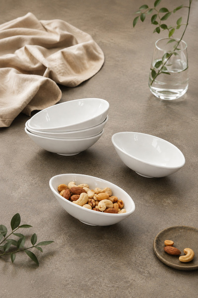 mastergold Master Gold 4-Piece Oval Melamine Dipping & Serving Plate Set, Whi...