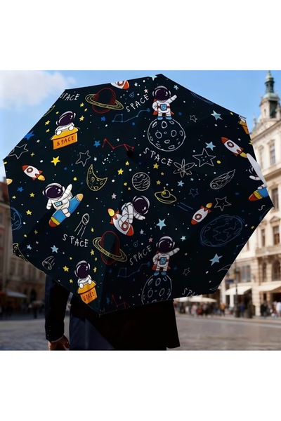 Lilly Space Explorer Uzay Desenli Otomatik Açılır Kapanır Erkek Çocuk Şemsiyesi