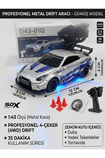 Boratila Toys 1:43 Ölçek Metal Şarjlı Mini Drift Rc 15 Km Hız 4 Çeker Nissan ...