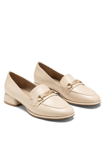 SOLİN SHOES Women's Patent Leather Buckle-Strapped Thick-Heeled Classic Loafer
