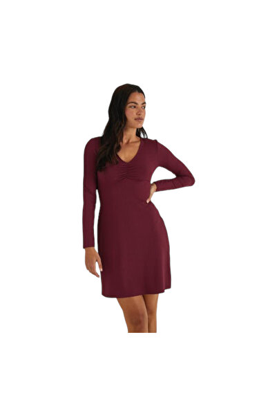 Matalan Women's Long Sleeve Ribbed Dress, Maroon