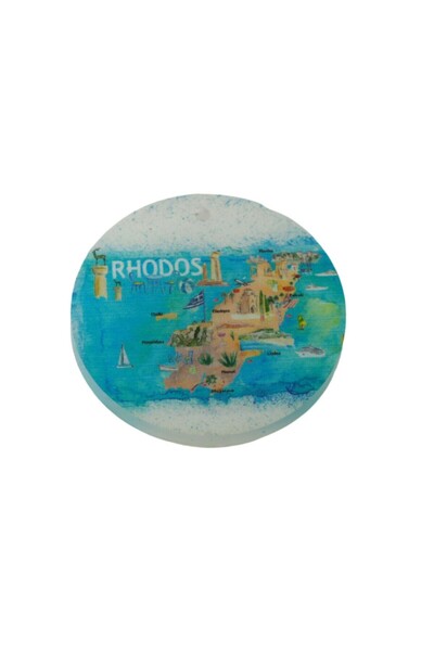 NO BRAND Ρόδος με χάρτη στρογγυλό κρεμαστό plexiglass 40mm/10 τμχ