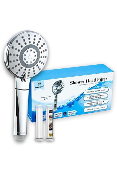 Psychone Shower Filter - Filtered Shower Head - Handheld 5 Spray Mode with Up...