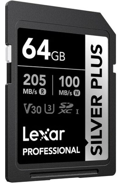 Lexar Media بطاقة ذاكرة ليكسار بروفيشنال سيلفر بلس SDXC، سعة 64 جيجابايت، سرع...