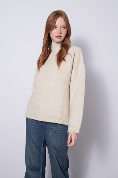 Nisan Half Fisherman Knitwear Sweater Stone
