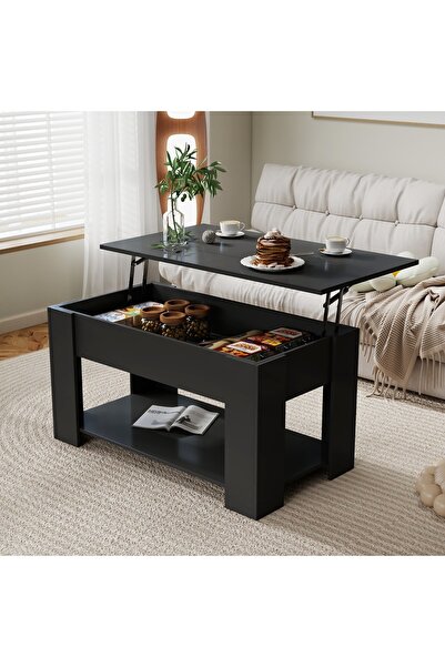 N.zone Modern Coffee Table Centre Table Adjustable Lift Top Tabletop with Hid...