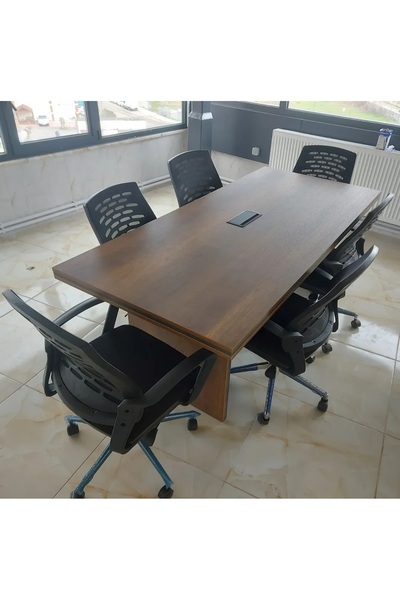 ERDEM OFİS MOBİLYALARI 200x90 PRİZ MODÜLLÜ EKO TOPLANTI MASASI 6 FİLELİ KOLTU...
