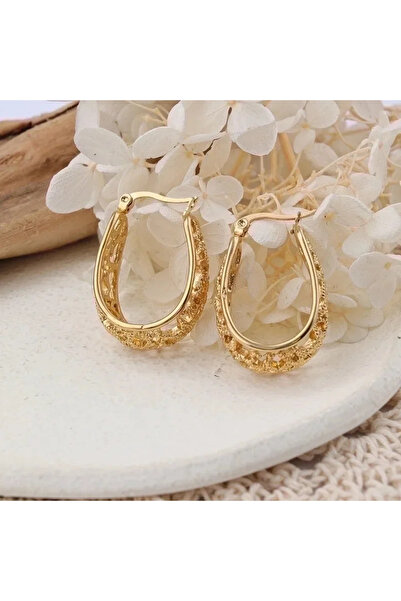Peach Jewelry Σκουλαρίκια από ανοξείδωτο ατσάλι 316L επιχρυσωμένα 18Κ.