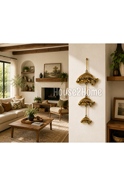 HOUSE2HOME El Yapımı Pirinç Balık Duvar Süsü