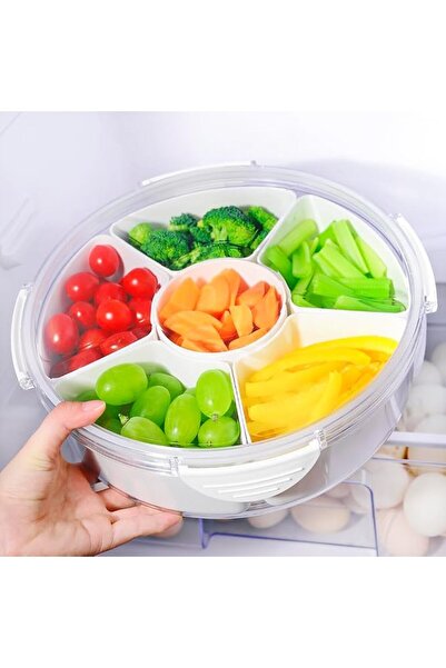 Paporich Veggie Tray with Lid for Fridge Organizer Bins Divided Snackle Box C...