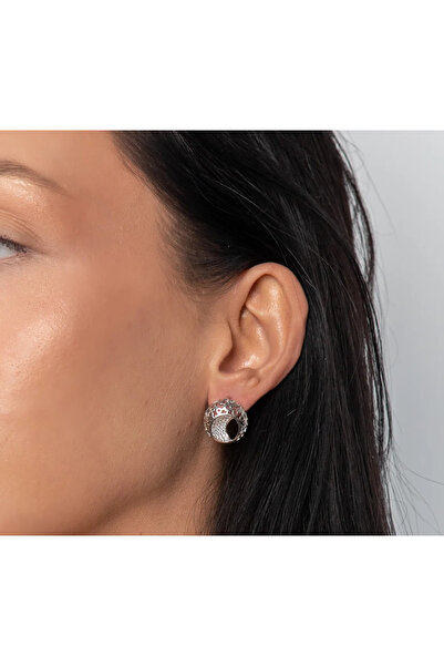 Peach Jewelry Σκουλαρίκια Laura από Ασήμι 925, Ρόδιο, Περίτεχνα με Ζιργκόν