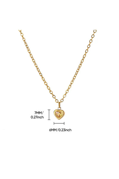 Peach Jewelry Κλασικό Κρεμαστό Καρδιάς με Κίτρινο Ζιργκόν και Κούμπωμα Ασφαλε...