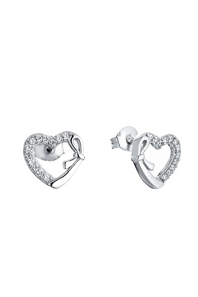 Peach Jewelry Σκουλαρίκια Laura από Ασήμι 925, Ροδιωμένα, με Καρδιά σε Σχήμα ...
