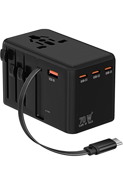 Naxifly 70W PD Universal Travel Adapter, International Power Plug Adapter wit...