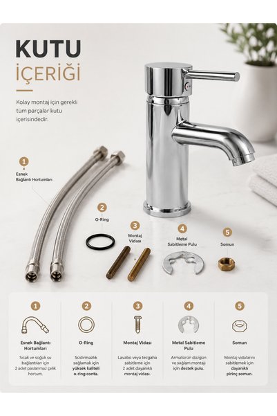 ESHOME Eskaya Chrome Fixed Sink Faucet with Heavy Body and Dual Water Inlets