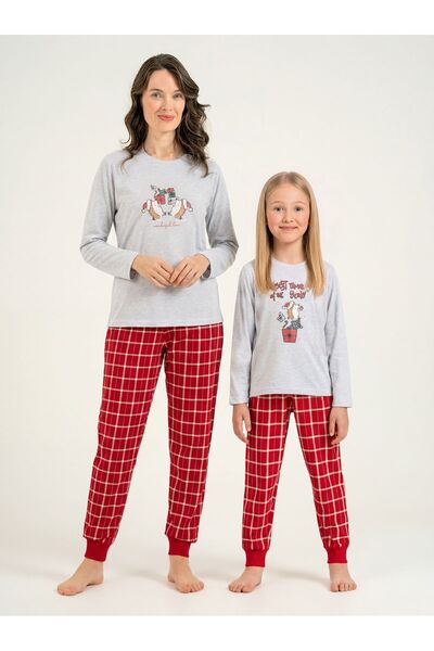 Arnetta Anne&Kız Uzun Kol Yılbaşı ve Kış Konseptli Pijama Takımı(Anne ve Çocu...