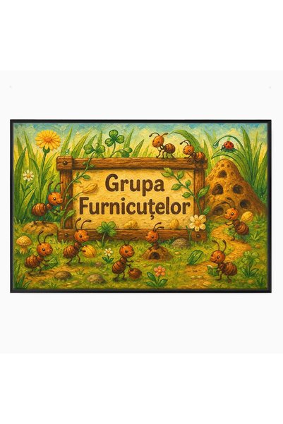 Luxcanva Tablou Canvas Furnicute Vesele cm cu Rama Negru Furnici Natura Fericire