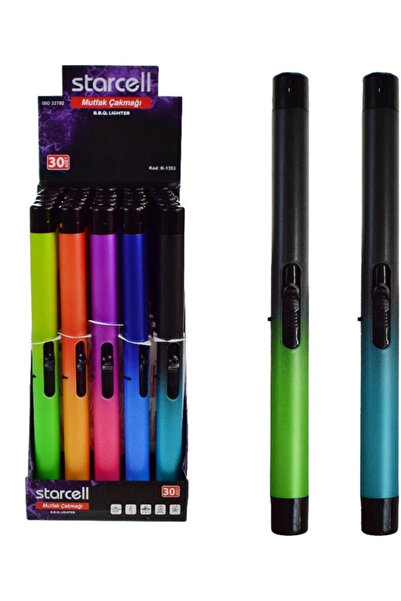 Starcell Karışık Renkli Doldurulabilir Barbekü Ocak Mum Şamdan Çakmağı 2 Adet...
