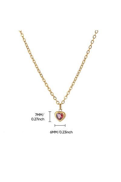 Peach Jewelry Κλασικό μενταγιόν καρδιάς με φούξια ζιργκόν και κούμπωμα ασφαλε...