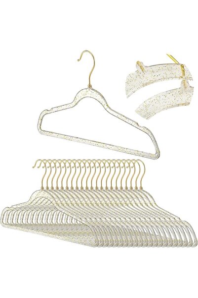 EXCEFORE Clear Clothes Hangers, 20 Pack Plastic Glitter Coat Hanger with Non ...