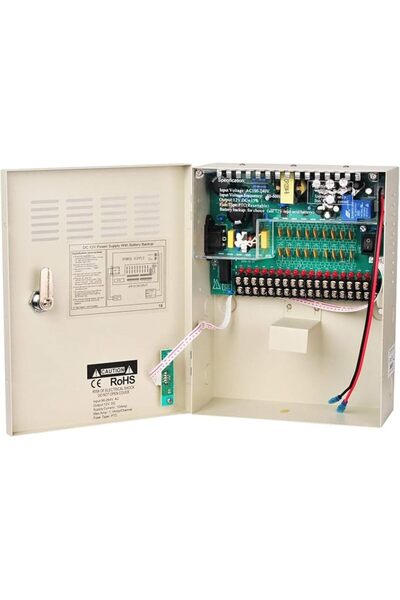 GENERAL 18 Channel 18 Way 12V 10Amp DC Metal Boxed Cabinet Regulated Power Su...