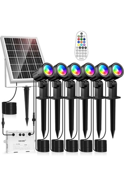 MEIKEE إضاءة حدائق شمسية 6 في 1 مع أضواء RGB للمناظر الطبيعية