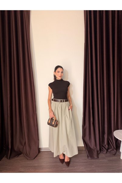LOISY تنورة نسائية واسعة بحزام