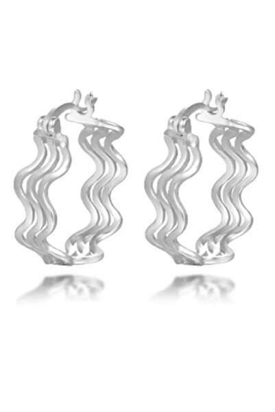 Peach Jewelry Σκουλαρίκια Ιζαμπέλα Ασήμι 925 Ρόδιο Κυματιστό