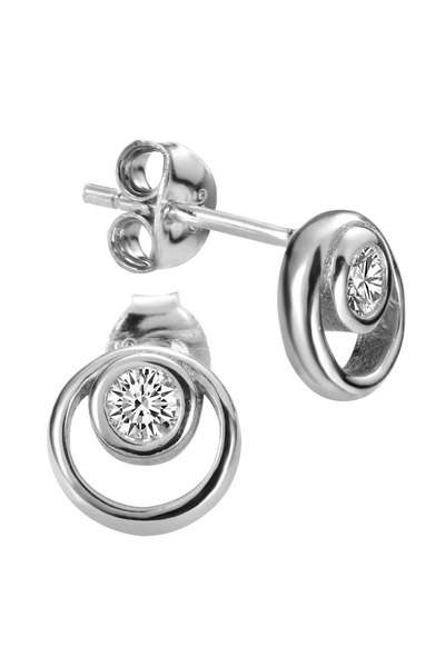 Peach Jewelry Σκουλαρίκια Laura από Ασήμι 925, Ροδιωμένα, με Ροζέτα και Ζιργκόν