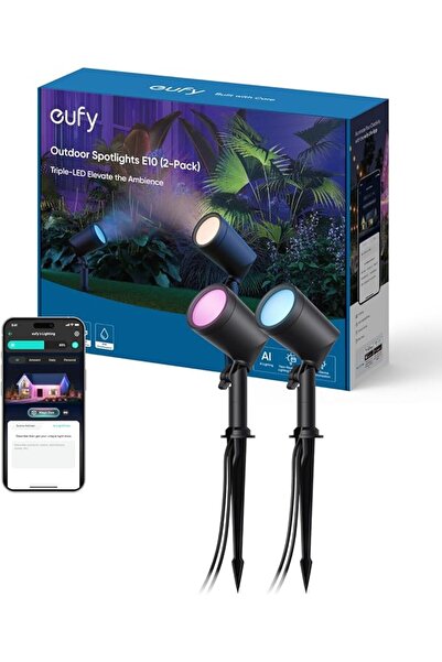 Eufy Security eufy Outdoor Spotlights E10, 2-Pack, Smart Wired RGBWW LED Land...