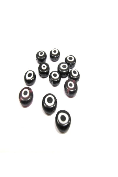 NO BRAND Γυάλινο ματάκι πλακέ 8mm/49 τμχ - Μαύρο