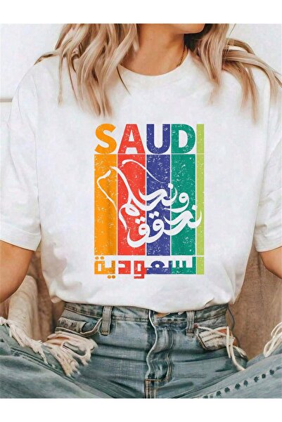MUZİ قميص للرجال والنساء بمناسبة اليوم الوطني السعودي، مصنوع من القطن 100%، م...