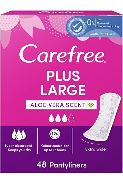 Carefree فوط صحية كبيرة الحجم مع الألوة فيرا، 48 قطعة، تصميم مريح يتكيف مع حر...