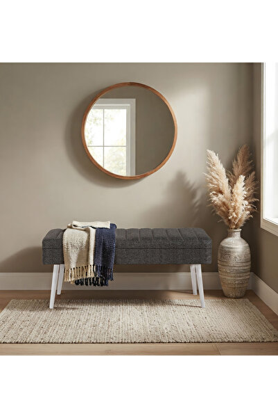 Uvi Collection VİNA KUMAŞLI SANDIKLI BENCH BEYAZ ANTRASİT