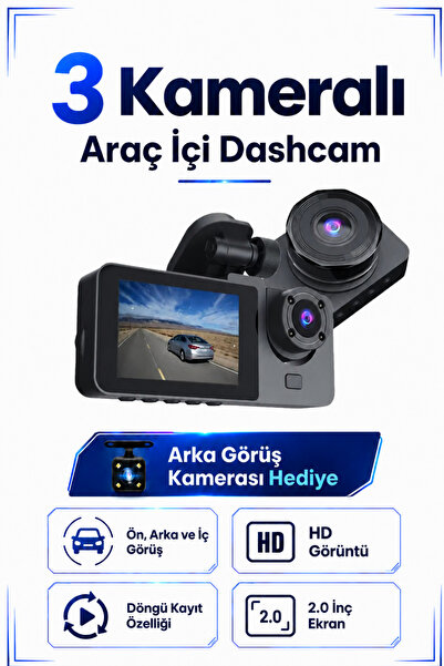 SEYUTECH Araç İçi Hd Kamera 3 Kameralı Wifi Özellikli 1080P Full Hd Gece Görü...